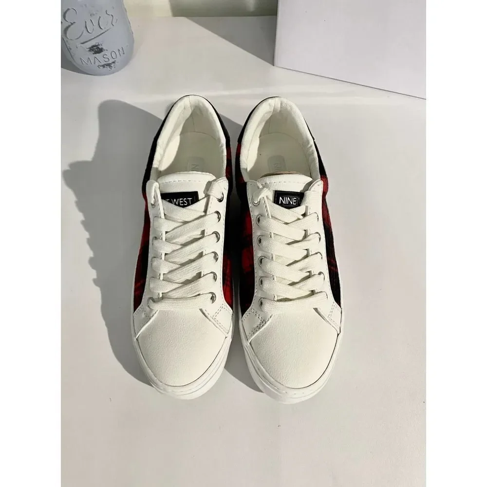 Nine West Best Casual Red Plaid Sneakers